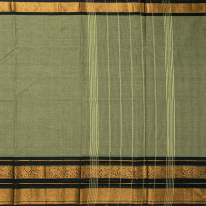 Elachi Green And Black Kanchi Cotton Saree For Festive Wear PV MM KC 737