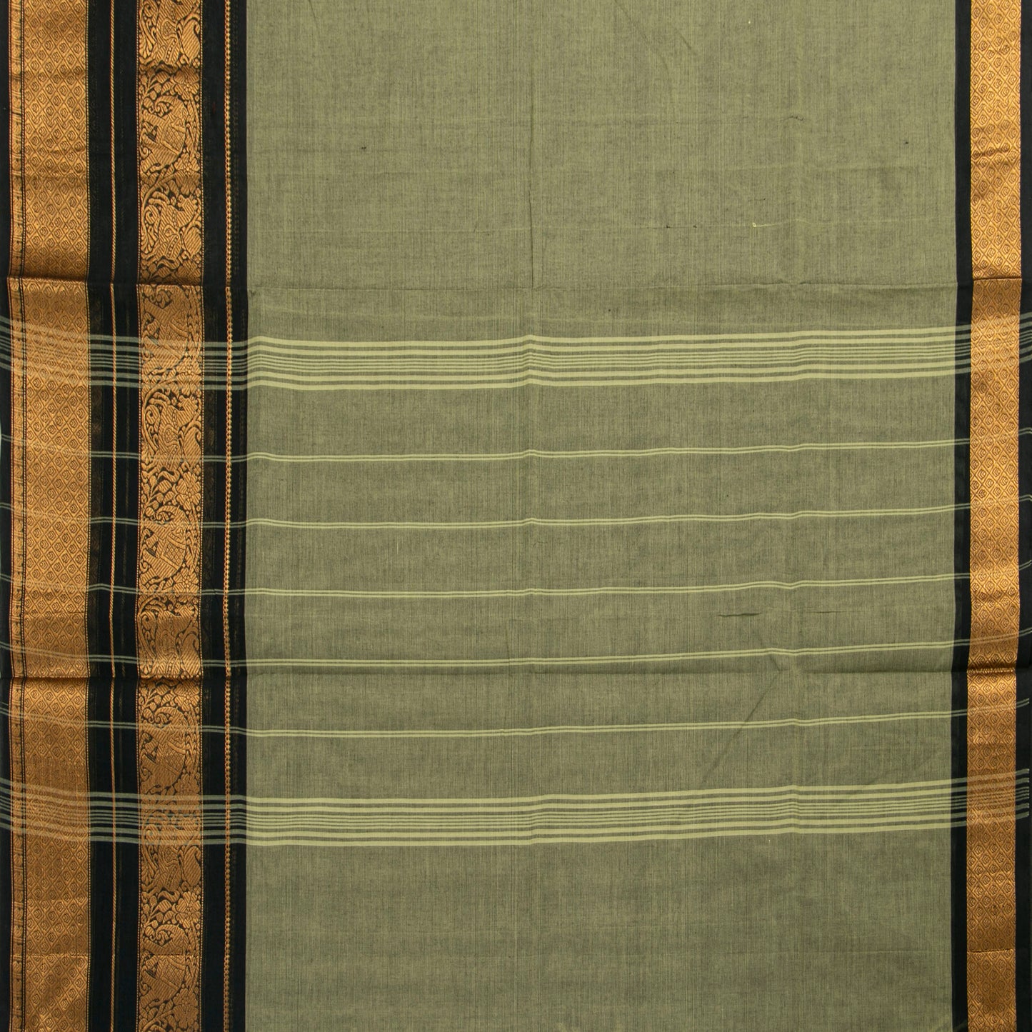 Elachi Green And Black Kanchi Cotton Saree For Festive Wear PV MM KC 737