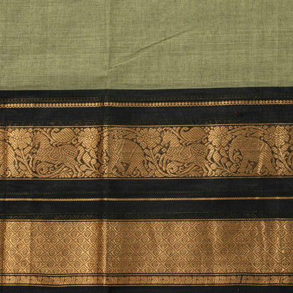 Elachi Green And Black Kanchi Cotton Saree For Festive Wear PV MM KC 737
