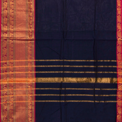 Blue And Magenta Kanchi Cotton Saree For Festive Wear PV MM KC 698