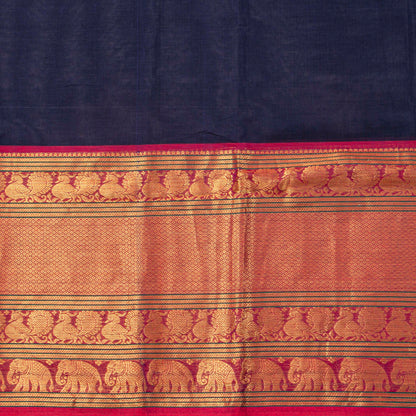 Blue And Magenta Kanchi Cotton Saree For Festive Wear PV MM KC 698
