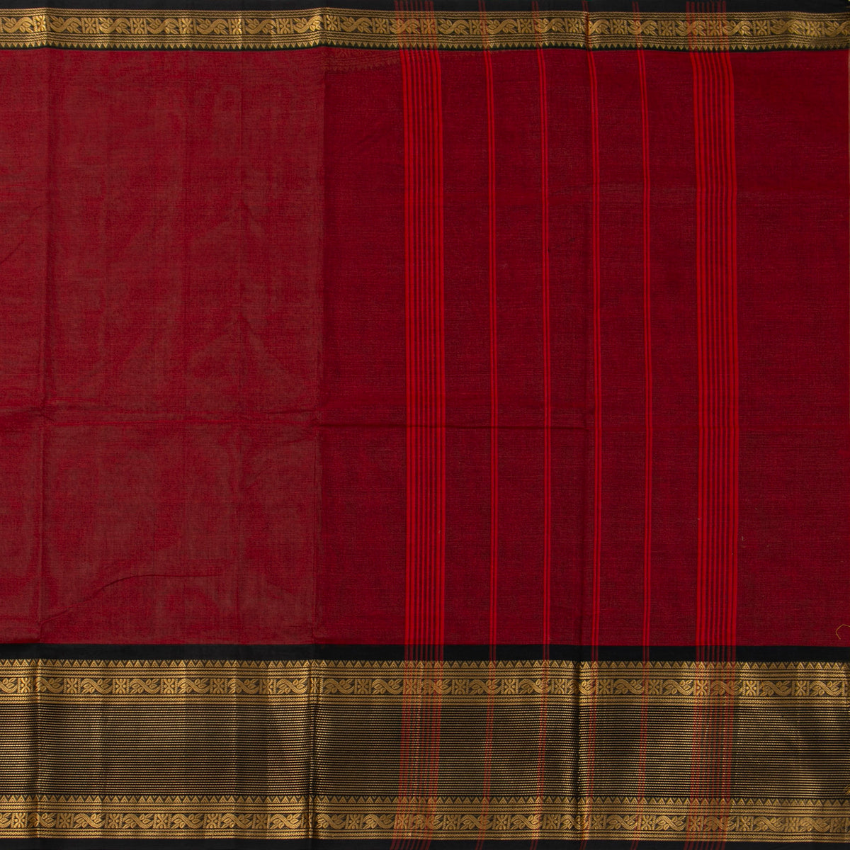 Maroon And Black Kanchi Cotton Saree For Festive Wear PV MM KC 721