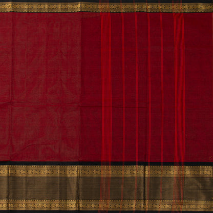 Maroon And Black Kanchi Cotton Saree For Festive Wear PV MM KC 721