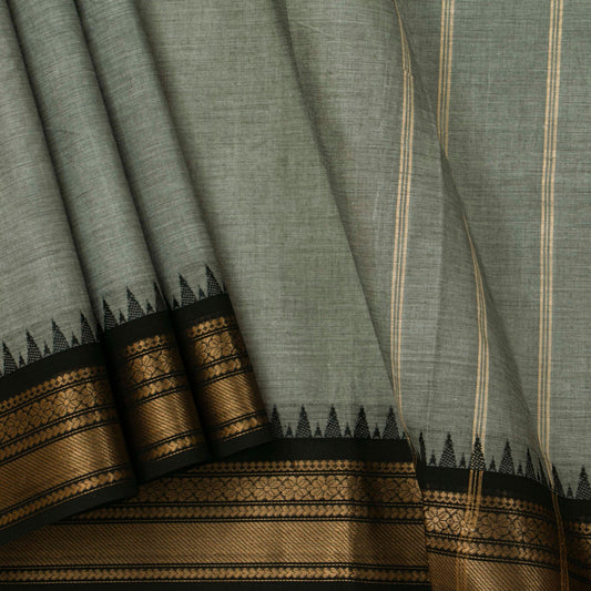 Grey And Black Kanchi Cotton Saree For Office Wear PV MM KC 331 - Cotton Saree - Panjavarnam MM KC 331