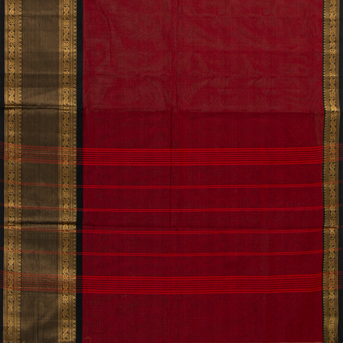 Maroon And Black Kanchi Cotton Saree For Festive Wear PV MM KC 721