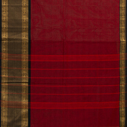 Maroon And Black Kanchi Cotton Saree For Festive Wear PV MM KC 721