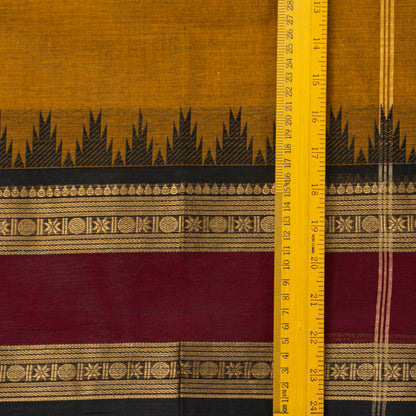 Mustard And Maroon Kanchi Cotton Saree For Festive Wear PV MM KC 370