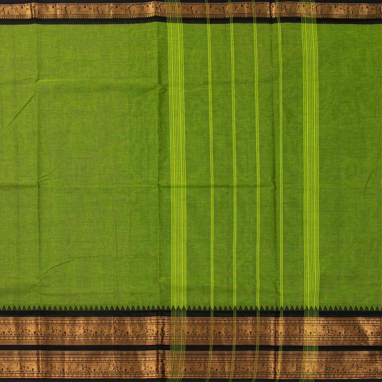 Green And Black Kanchi Cotton Saree For Festive Wear PV MM KC 716