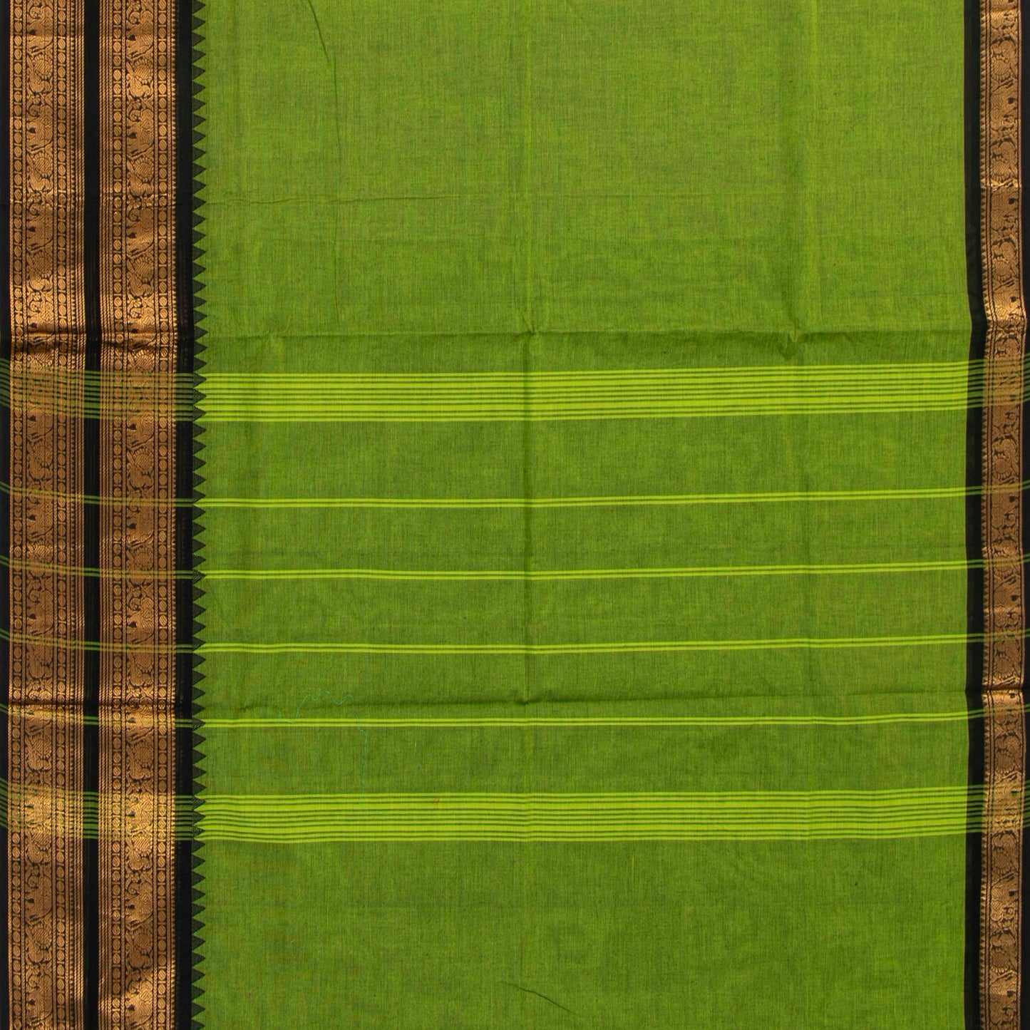 Green And Black Kanchi Cotton Saree For Festive Wear PV MM KC 716