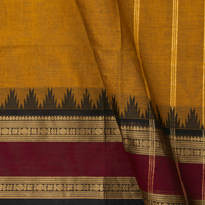 Mustard And Maroon Kanchi Cotton Saree For Festive Wear PV MM KC 370