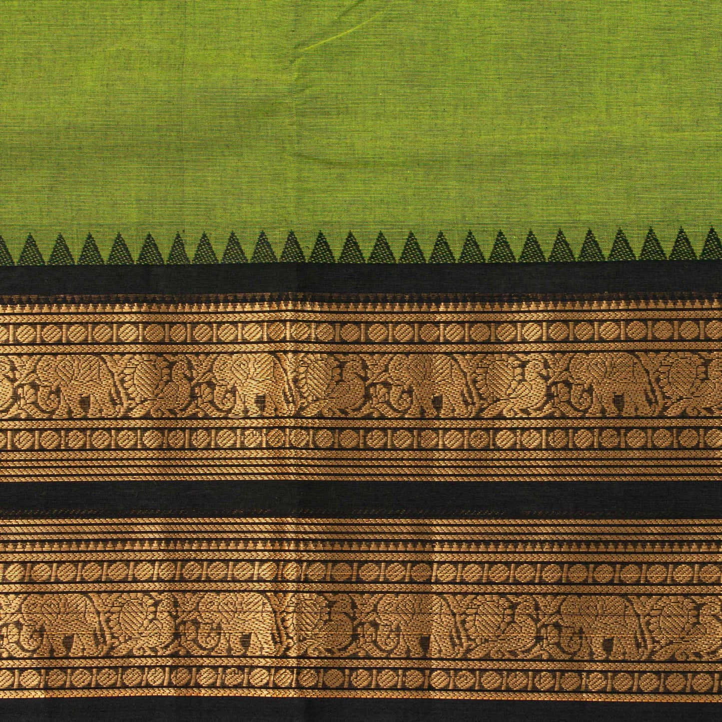 Green And Black Kanchi Cotton Saree For Festive Wear PV MM KC 716