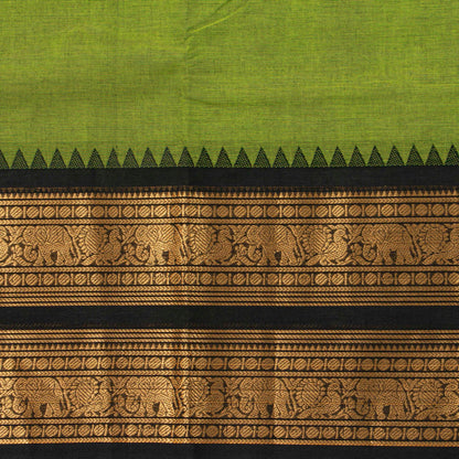 Green And Black Kanchi Cotton Saree For Festive Wear PV MM KC 716