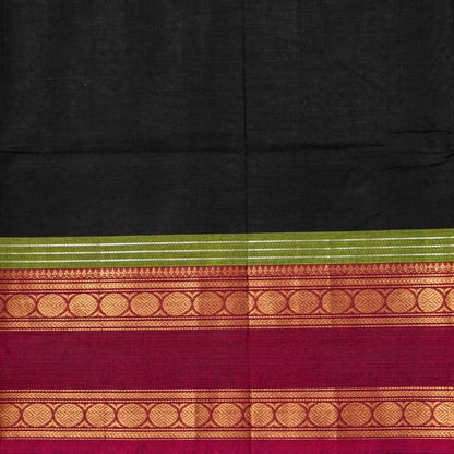 Black And Magenta Kanchi Cotton Saree For Festive Wear PV MM KC 720