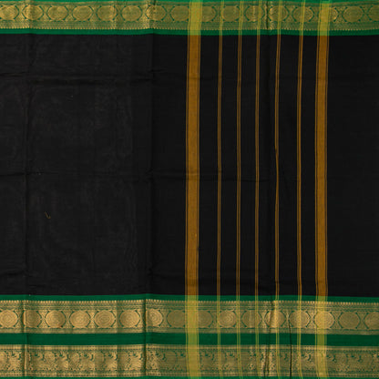 Black And Green Kanchi Cotton Saree For Festive Wear PV MM KC 701