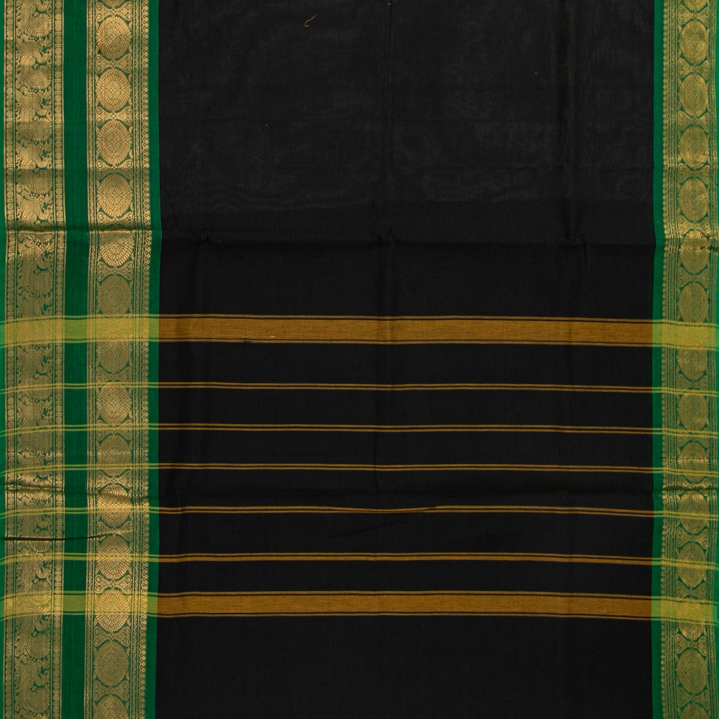 Black And Green Kanchi Cotton Saree For Festive Wear PV MM KC 701