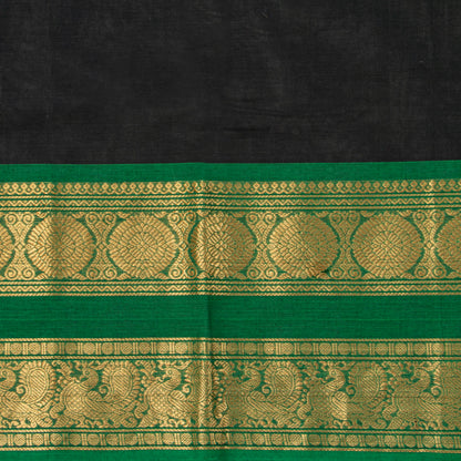 Black And Green Kanchi Cotton Saree For Festive Wear PV MM KC 701