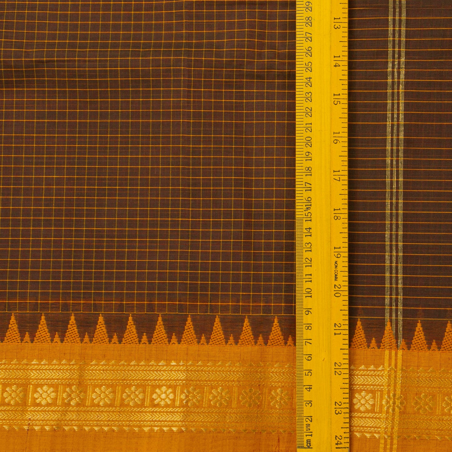 Brown And Orange Kanchi Cotton Saree For Festive Wear PV MM KC 348