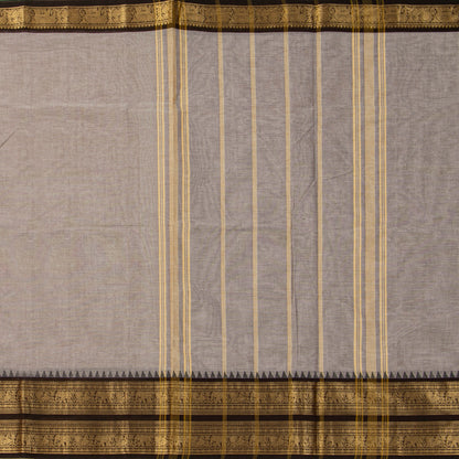 Fawn And Black Kanchi Cotton Saree For Festive Wear PV MM KC 699