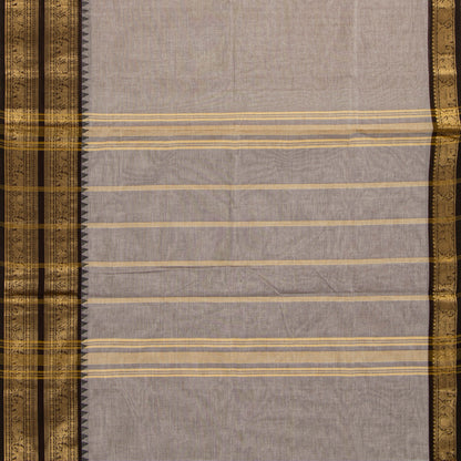Fawn And Black Kanchi Cotton Saree For Festive Wear PV MM KC 699