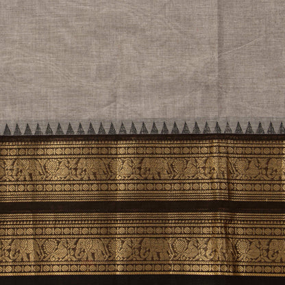 Fawn And Black Kanchi Cotton Saree For Festive Wear PV MM KC 699