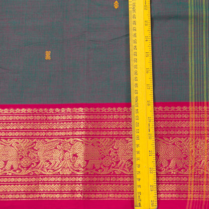 Grey And Pink Kanchi Cotton Saree For Festive Wear PV MM KC 766 - Cotton Saree - Panjavarnam PV MM KC 766