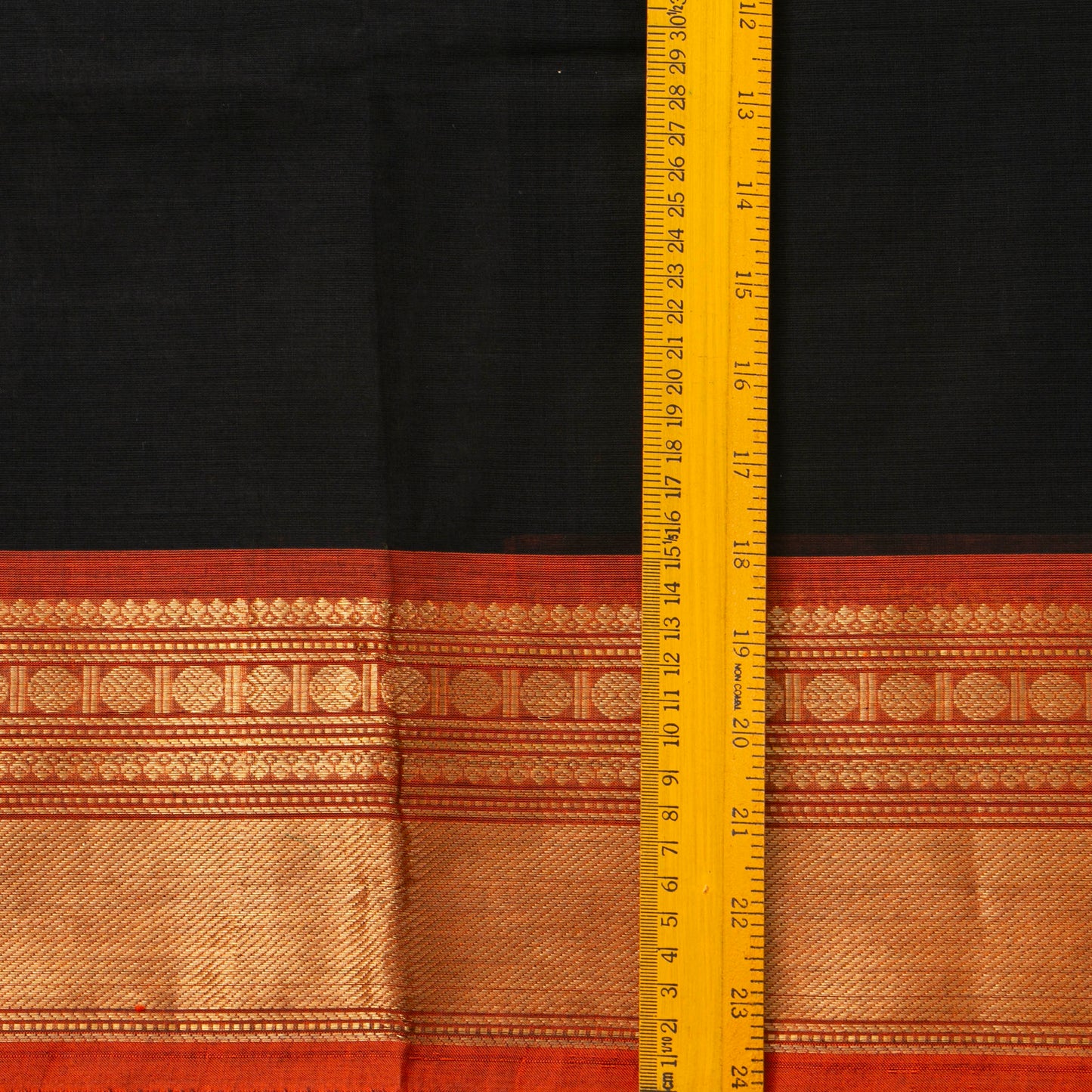 Black And Orange Kanchi Cotton Saree For Office Wear PV MM KC 316