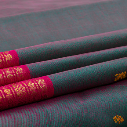 Grey And Pink Kanchi Cotton Saree For Festive Wear PV MM KC 766 - Cotton Saree - Panjavarnam PV MM KC 766