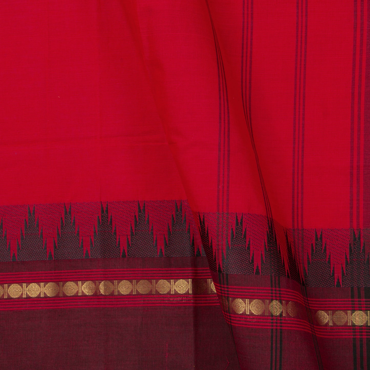 Red And Maroon Kanchi Cotton Saree For Festive Wear PV MM KC 333