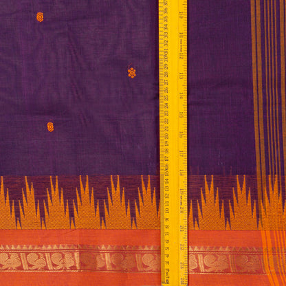 Purple Kanchi Cotton Saree Ganga Jamuna Border For Festive Wear PV MM KC 859