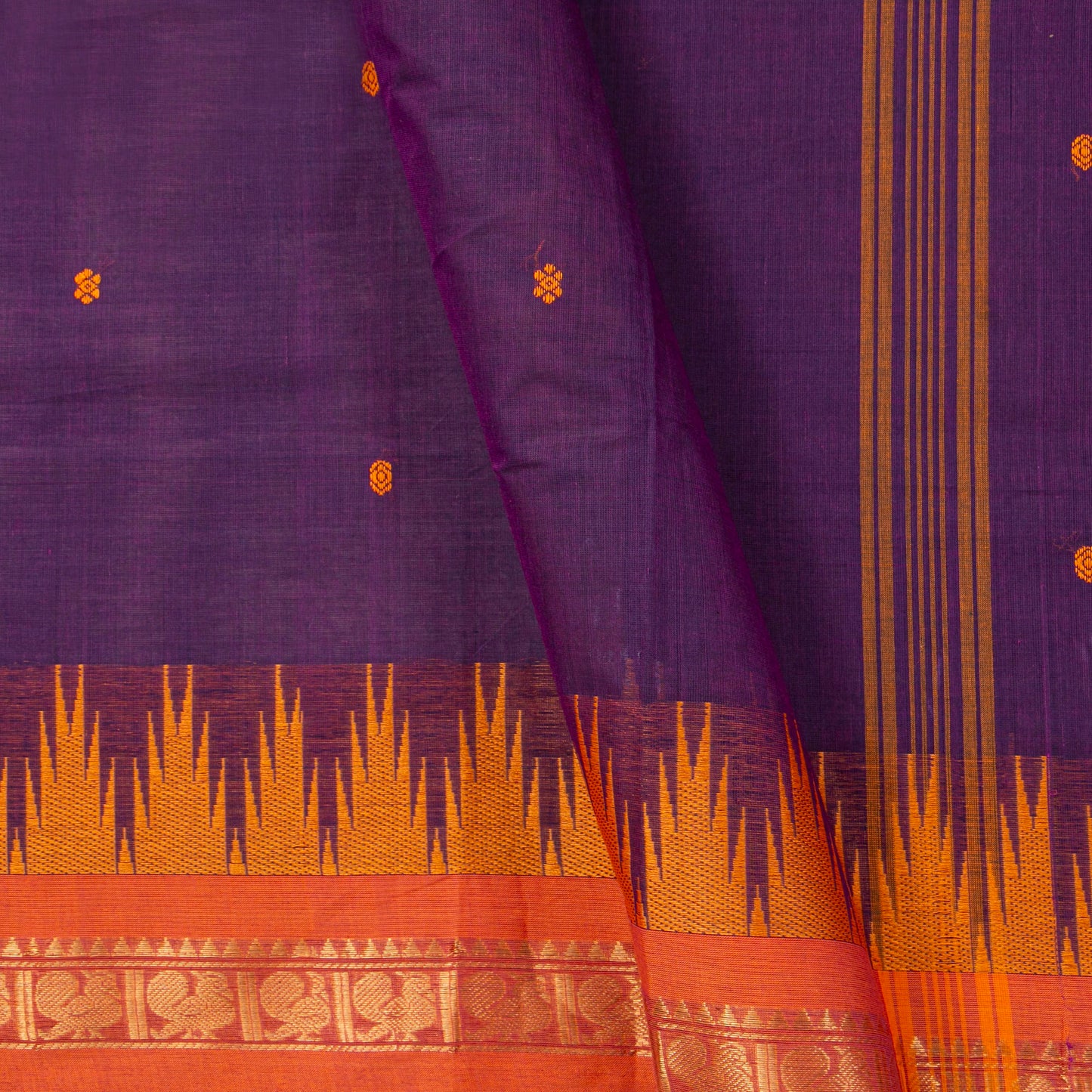 Purple Kanchi Cotton Saree Ganga Jamuna Border For Festive Wear PV MM KC 859