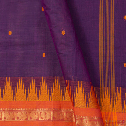 Purple Kanchi Cotton Saree Ganga Jamuna Border For Festive Wear PV MM KC 859