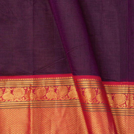Purple And Pink Kanchi Cotton Saree For Festive Wear PV MM KC 705 - Cotton Saree - Panjavarnam PV MM KC 705