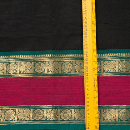 Black And Teal Kanchi Cotton Saree For Festive Wear PV MM KC 731 - Cotton Saree - Panjavarnam PV MM KC 731