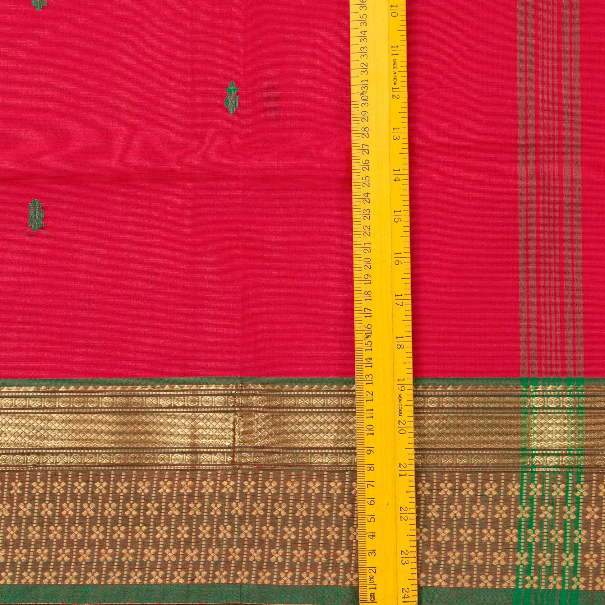 Pink And Green Kanchi Cotton Saree For Festive Wear PV MM KC 827 - Cotton Saree - Panjavarnam PV MM KC 827