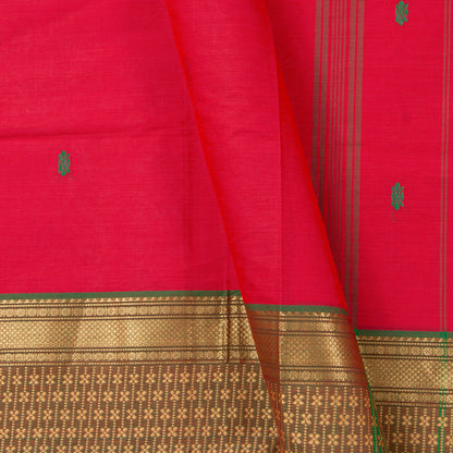Pink And Green Kanchi Cotton Saree For Festive Wear PV MM KC 827 - Cotton Saree - Panjavarnam PV MM KC 827