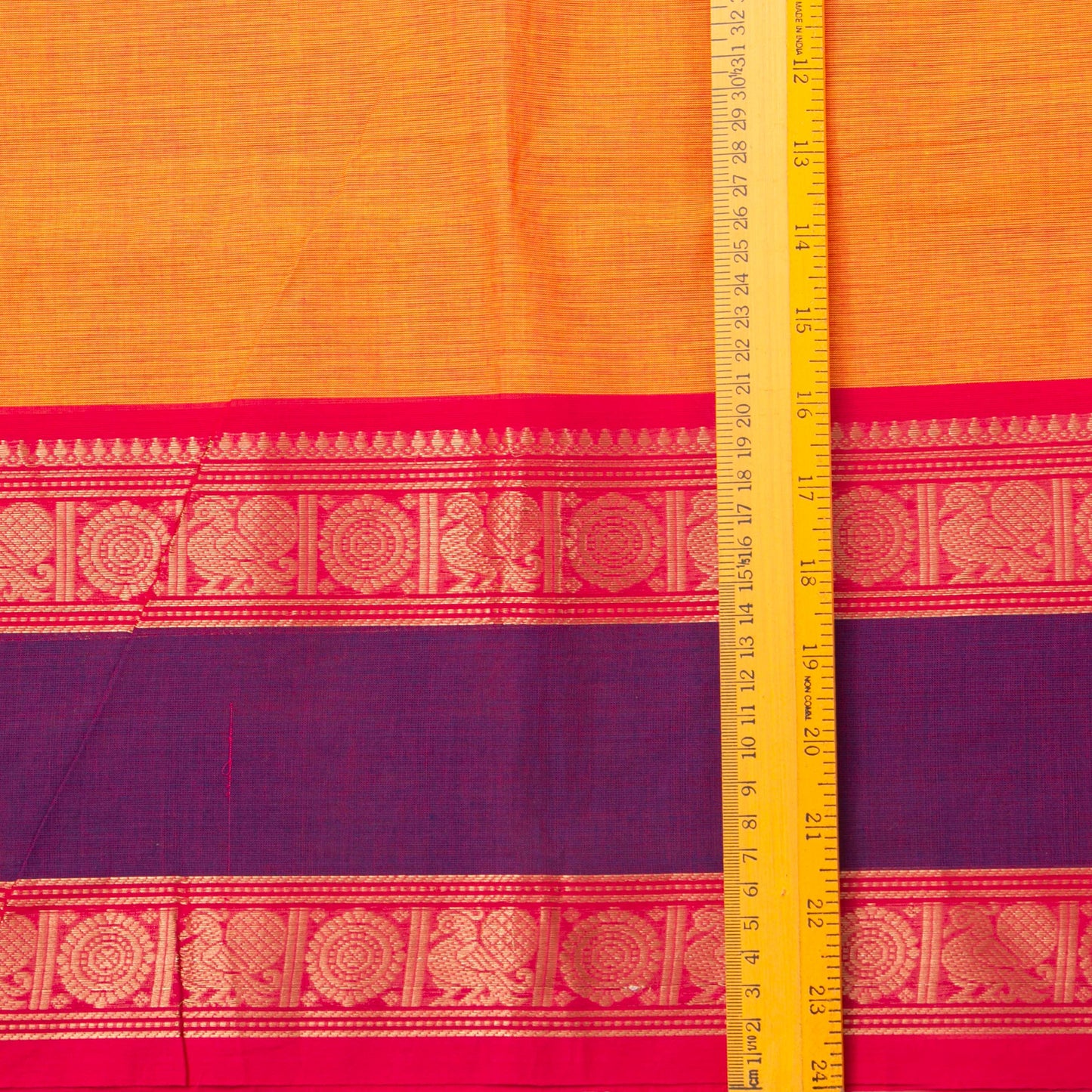 Orange And Purple Kanchi Cotton Saree For Festive Wear PV MM KC 381 - Cotton Saree - Panjavarnam PV MM KC 381