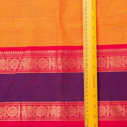 Orange And Purple Kanchi Cotton Saree For Festive Wear PV MM KC 381 - Cotton Saree - Panjavarnam PV MM KC 381