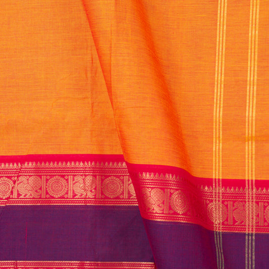 Orange And Purple Kanchi Cotton Saree For Festive Wear PV MM KC 381 - Cotton Saree - Panjavarnam PV MM KC 381