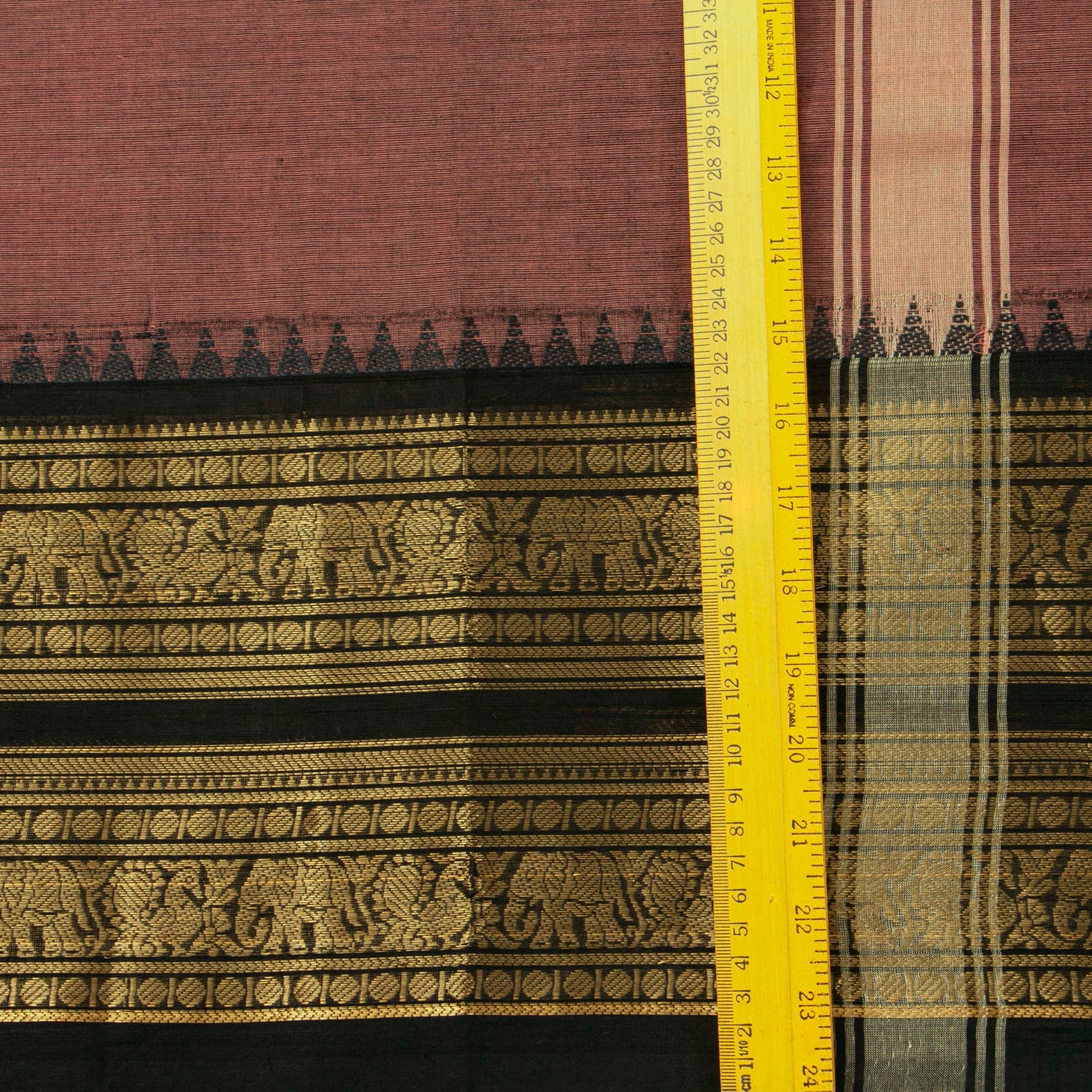 Gheva And Black Kanchi Cotton Saree For Festive Wear PV MM KC 732 - Cotton Saree - Panjavarnam PV MM KC 732