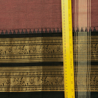 Gheva And Black Kanchi Cotton Saree For Festive Wear PV MM KC 732 - Cotton Saree - Panjavarnam PV MM KC 732