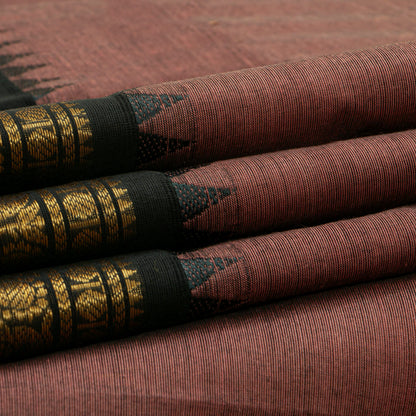 Gheva And Black Kanchi Cotton Saree For Festive Wear PV MM KC 732 - Cotton Saree - Panjavarnam PV MM KC 732