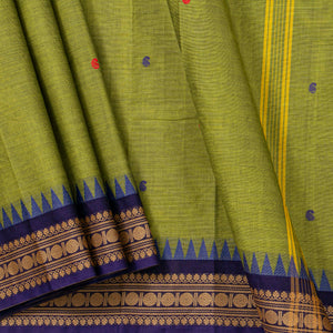 Green Kanchi Cotton Saree Ganga Jamuna Border PV MM KC 190