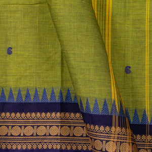 Green Kanchi Cotton Saree Ganga Jamuna Border PV MM KC 190