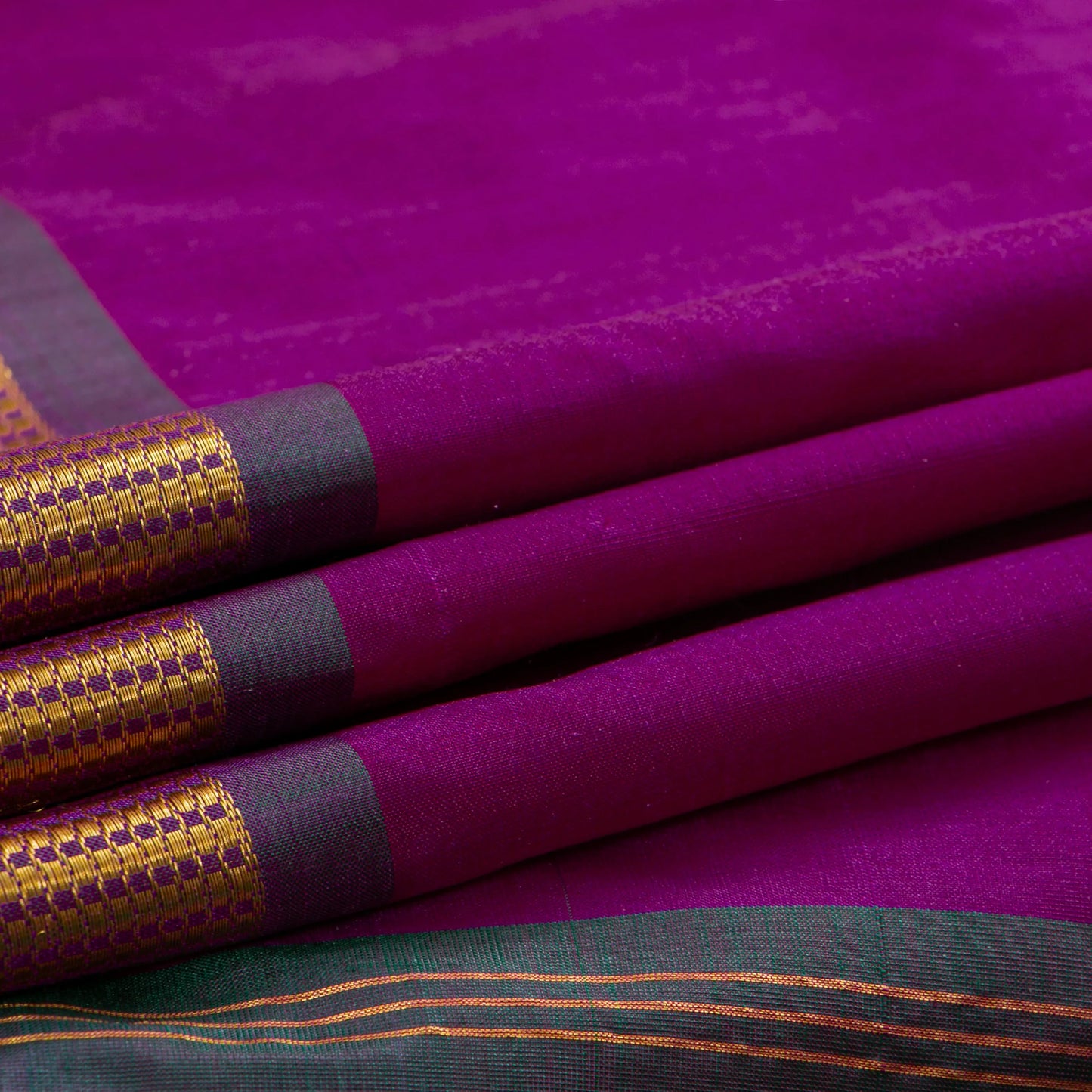 9 Yards Purple And Green Kanchipuram Silk Saree For Festive Wear PV ND 101