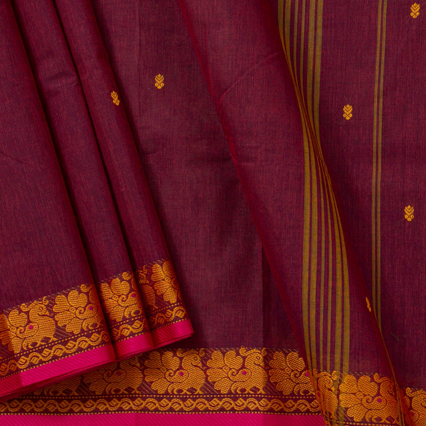 Maroon Kanchi Cotton Saree PV MM KC 188