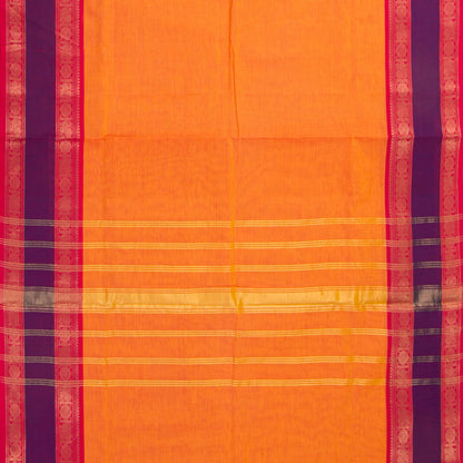 Orange And Purple Kanchi Cotton Saree For Festive Wear PV MM KC 381 - Cotton Saree - Panjavarnam PV MM KC 381