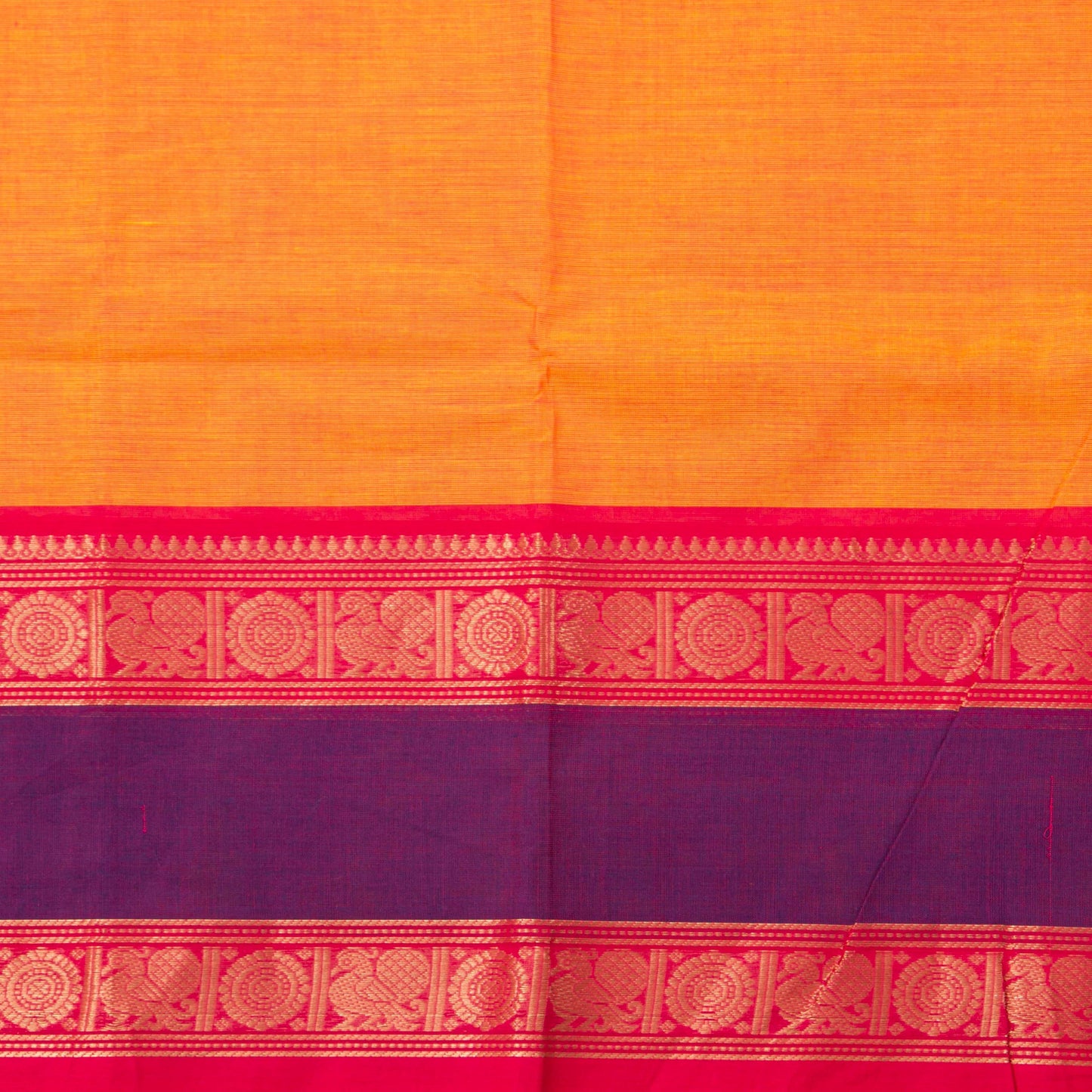 Orange And Purple Kanchi Cotton Saree For Festive Wear PV MM KC 381 - Cotton Saree - Panjavarnam PV MM KC 381