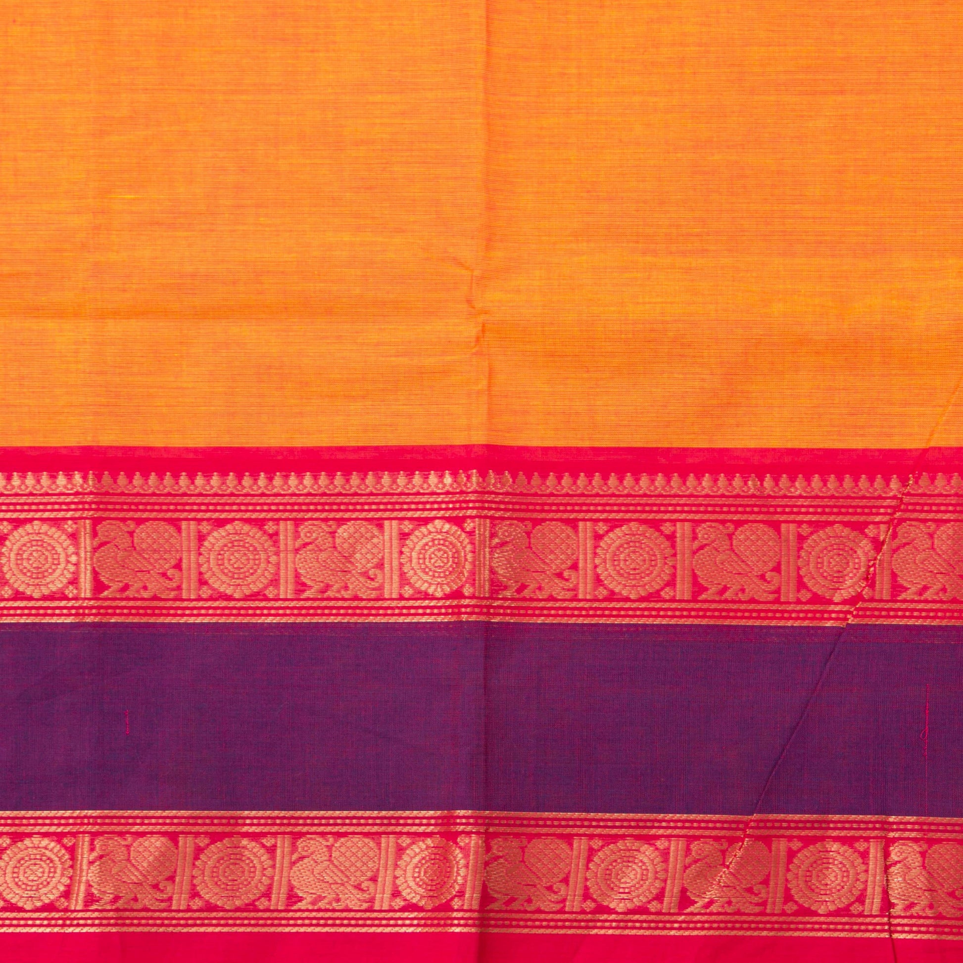 Orange And Purple Kanchi Cotton Saree For Festive Wear PV MM KC 381 - Cotton Saree - Panjavarnam PV MM KC 381