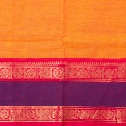 Orange And Purple Kanchi Cotton Saree For Festive Wear PV MM KC 381 - Cotton Saree - Panjavarnam PV MM KC 381