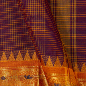 Maroon And Mustard Kanchi Cotton Saree PV MM KC 174